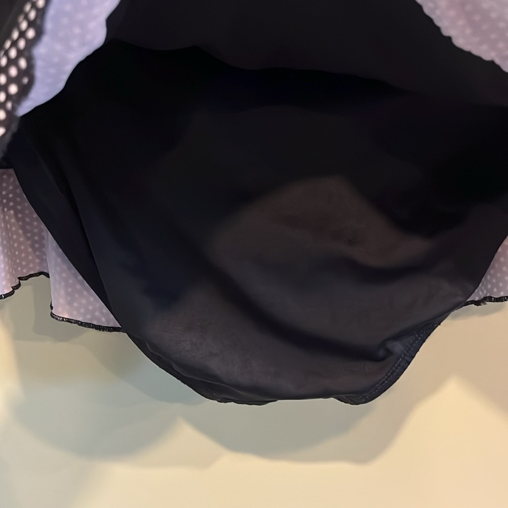 Ocean 24 Black w/White Polka Dots Skirted Ruche Bathing Suit Bottoms. Size L - Picture 6 of 9